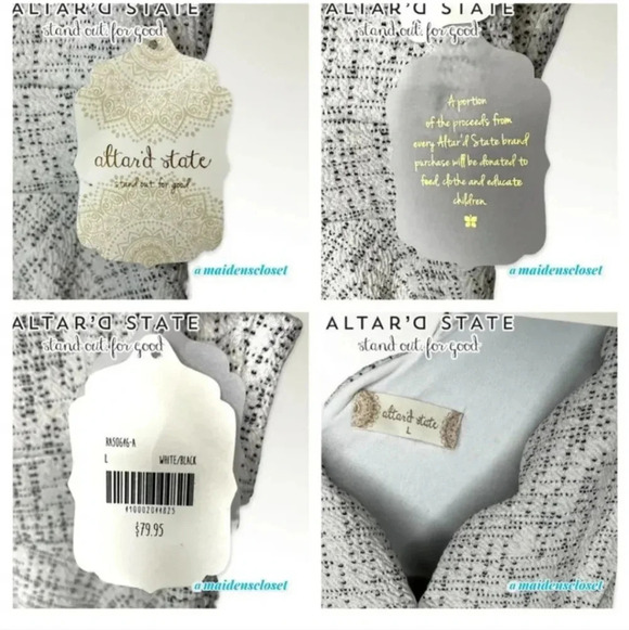 EUC- Altar’d State Sleeveless Scalloped V-Neck Dress-Cream/Blk Speckle - Picture 4 of 8